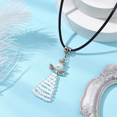 Seed Beads Loom Angel Pendant Necklaces NJEW-MZ00061-03-1