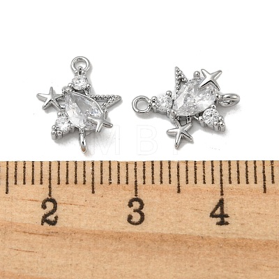 Brass Pave Clear Cubic Zirconia Connector Charms KK-H460-19P-1