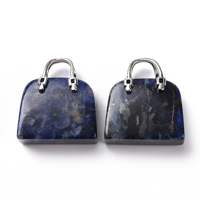 Natural Sodalite Brass Pendants KK-E274-01P-03-1