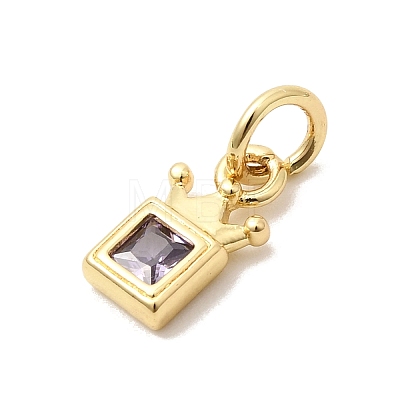Brass Cubic Zirconia Charms KK-G554-01B-01-1