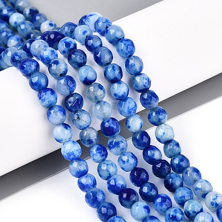 Dyed Natural White Jade Beads Strands G-T139-6mm-60-17-1