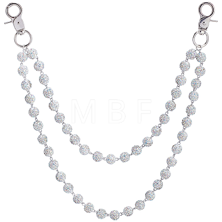 1Pc Polymer Clay Rhinestone Round Beaded Pants Chains AJEW-BM0001-29B-02-1
