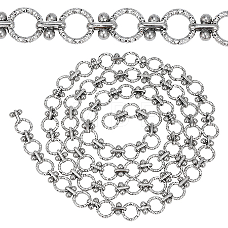 Stainless Steel Ring with Round Bead Link Chains CHS-PH0001-12-1