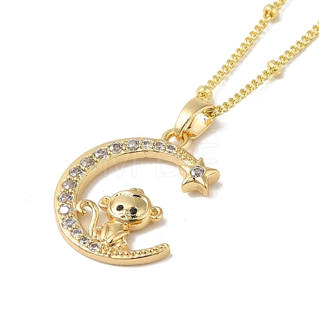 Brass Micro Pave Clear Cubic Zirconia Pendants Necklaces NJEW-K269-05G-01-1