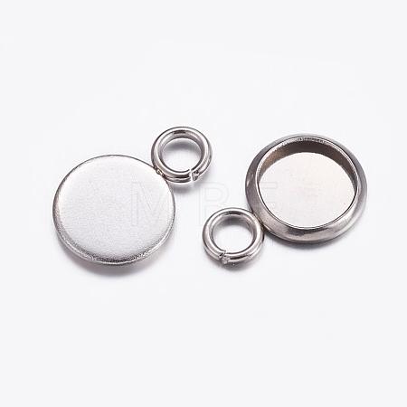 Tarnish Resistant 304 Stainless Steel Pendant Cabochon Settings STAS-K146-054-6mm-1