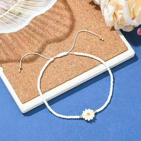 Natural Freshwater Shell & Glass Seed Beaded Adjustable Brecelets BJEW-JB13766-01-1