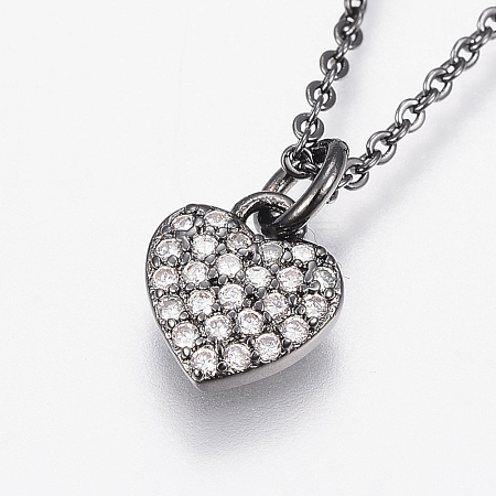 Brass Cubic Zirconia Pendant Necklaces NJEW-H479-04B-1