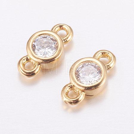 Brass Micro Pave Cubic Zirconia Links KK-F714-09G-1