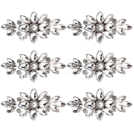 6Pcs Flower Glitter Hotfix Glass Rhinestone DIY-GF0014-62A-1