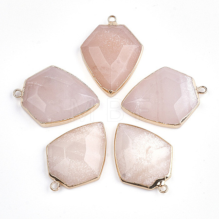 Electroplate Natural Pink Aventurine Pendants G-S344-20E-1