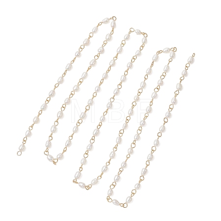 Handmade Natural Cultured Freshwater Pearl Link Chains AJEW-JB01586-01-1