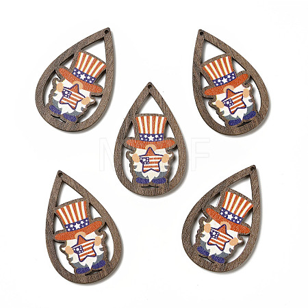 American Flag Theme Single Face Printed Aspen Wood Pendants WOOD-G014-01F-1
