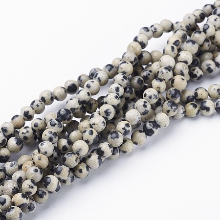 Natural Dalmatian Jasper Beads Strands X-GSR4mmC004-1