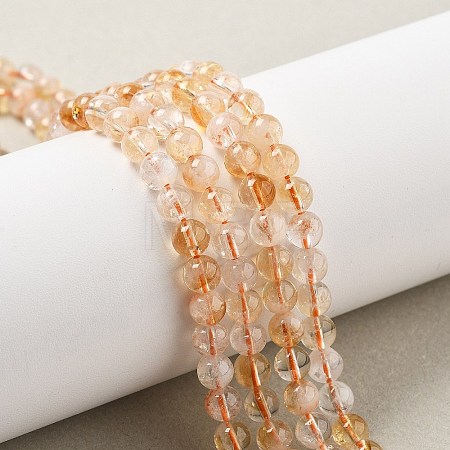 Heated Natural Citrine Beads Strands G-A262-A01-5.5mm-1