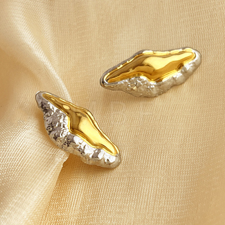 304 Stainless Steel Two Tone Stud Earrings EJEW-G422-04GP-01-1