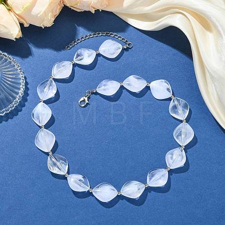 Rhombus Acrylic Beaded Necklaces for Women NJEW-JN06026-1