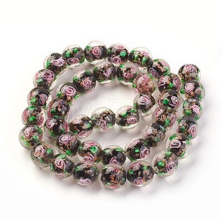Handmade Gold Sand Lampwork Beads Strands LAMP-P051-D04-1