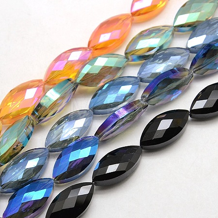 Faceted Electroplate Crystal Glass Horse Eye Beads Strands EGLA-F071-M-1