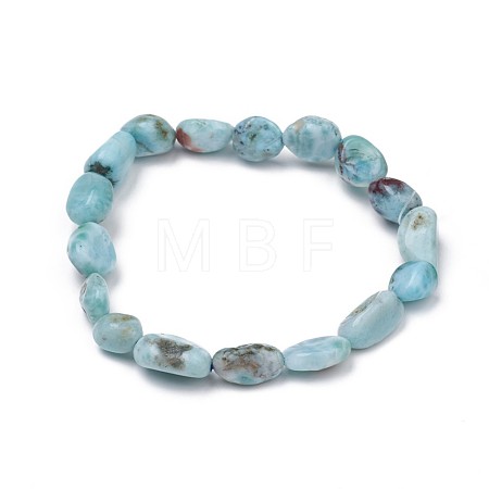 Natural Larimar Stretch Beaded Bracelets BJEW-K213-C21-1