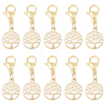 10Pcs Brass & ABS Plastic Imitation Pearl Pendant Decorations HJEW-YW00399-1