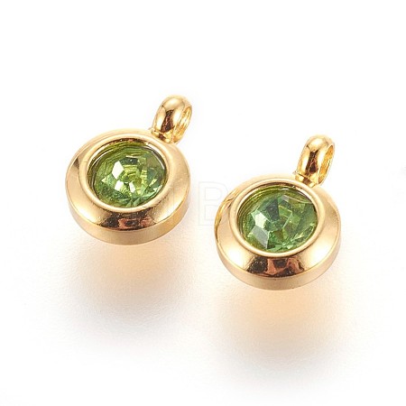 304 Stainless Steel Rhinestone Charms STAS-P237-10G-04-1