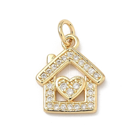 Brass Micro Pave Clear Cubic Zirconia Pendants KK-H255-23G-1-1