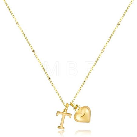 Brass Initial and Heart Pendant Necklaces for Women FS-WG01F32-20-1