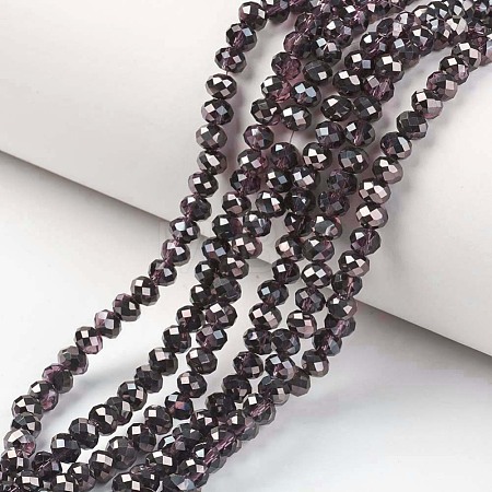 Electroplate Transparent Glass Beads Strands EGLA-A034-T4mm-P07-1