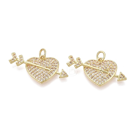 Valentine's Day Brass Micro Pave Clear Cubic Zirconia Pendants KK-Q072-10G-1