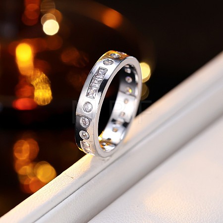 Brass Pave Clear Cubic Zirconia Finger Rings for Women WG988A2-02-1