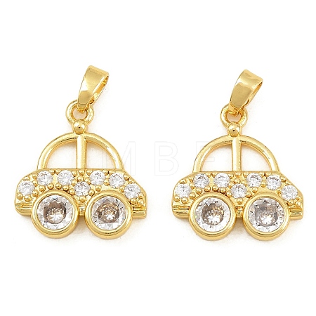 Brass Micro Pave Clear Cubic Zirconia Pendants CU-CBABDE1-12G-1
