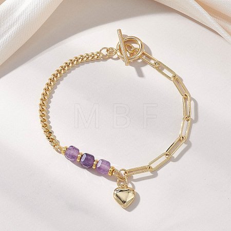 Brass Charm Bracelets BJEW-JB13363-1