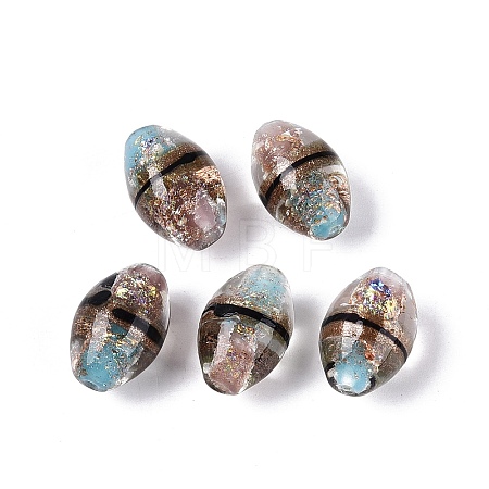 Two Tone Color Handmade Foil Glass Beads FOIL-Q001-01E-1