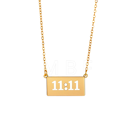 304 Stainless Steel Rectangle Pendant Necklaces NJEW-OY002-35G-1
