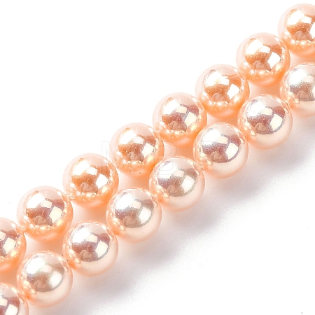 UV Plating Pearlized Glass Pearl Beads Strands GLAA-F128-01A-T7-1