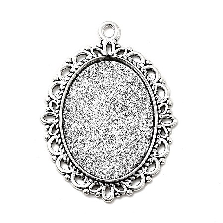Tibetan Style Oval Alloy Pendant Cabochon Settings LS-TIBEP-Q054-44AS-RS-1