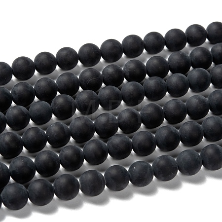 Grade A Natural Black Agate Beads Strands G447-4-1