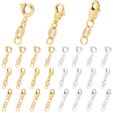 24Pcs 6 Styles Brass Spring Ring Clasps FIND-PH0009-98-1