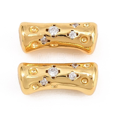 Brass Micro Pave Clear Cubic Zirconia Beads KK-Z162-21G-1