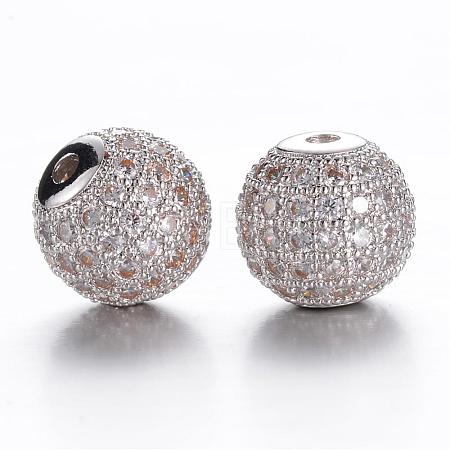 Brass Micro Pave Cubic Zirconia Beads ZIRC-D011-53P-1
