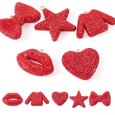 5Pcs 5 Styles Handmade Polymer Clay Pendants RB-BT0001-05E-1