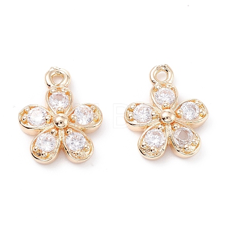 Rack Plating Brass Cubic Zirconia Charms X-ZIRC-C026-12LG-1