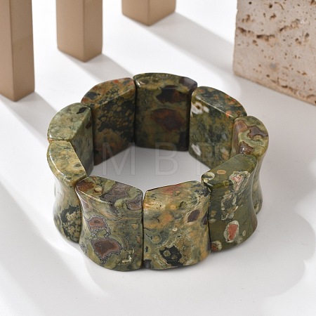 Natural Kambaba Jasper Beads Rectangle Beaded Stretch Bracelet BJEW-Q012-02A-1