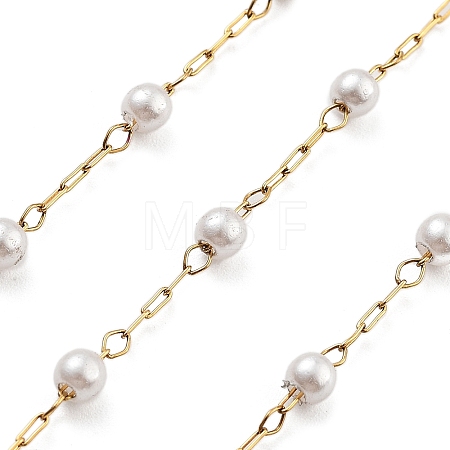 Handmade Round ABS Imitation Pearl Beaded Chains CHS-P019-09A-G-1