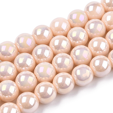 Electroplate Opaque Glass Beads Strands X-GLAA-T032-P8mm-AB09-1