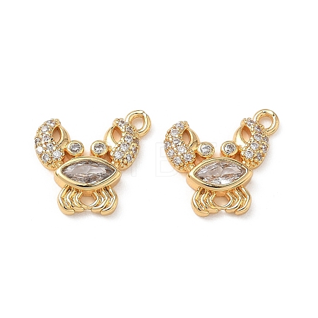 Brass Micro Pave Clear Cubic Zirconia Charms KK-P355-01B-G-1