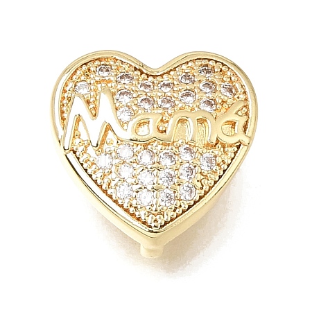 Mother's Day Brass Micro Pave Cubic Zirconia Slide Charms KK-E802-21G-B-1