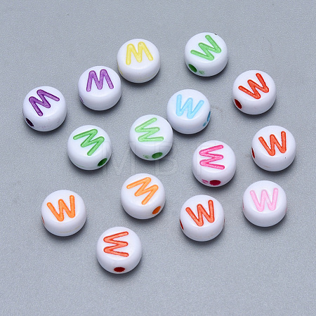 Craft Acrylic Horizontal Hole Letter Beads SACR-S201-11W-1