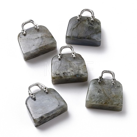 Natural Labradorite Brass Pendants KK-E274-01P-09-1