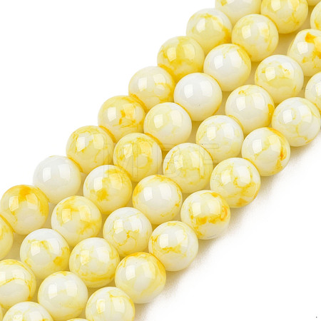 Spray Painted Glass Bead Strands GLAA-R139-8mm-17-1
